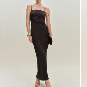 Reformation Vesper Satin Dress color Mole size 0